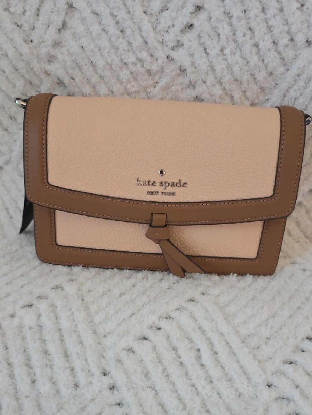 kate spade Pink and Tan Leather Flap Crossbody with Tassel